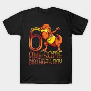 Kids 6th Birthday Dinosaur 6 Year Old Awesome Since Gifts Boy T-Shirt